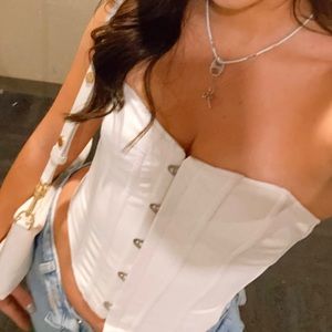 Edikted strapless white corset top, Size small